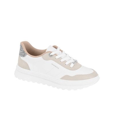 Tênis Casual Moleca Dia a Dia Branco e Cinza Feminino
