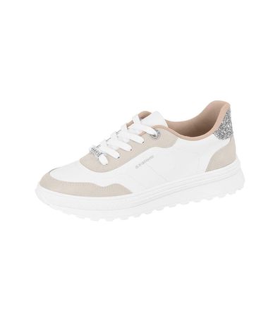 Tênis Casual Moleca Dia a Dia Branco e Cinza Feminino
