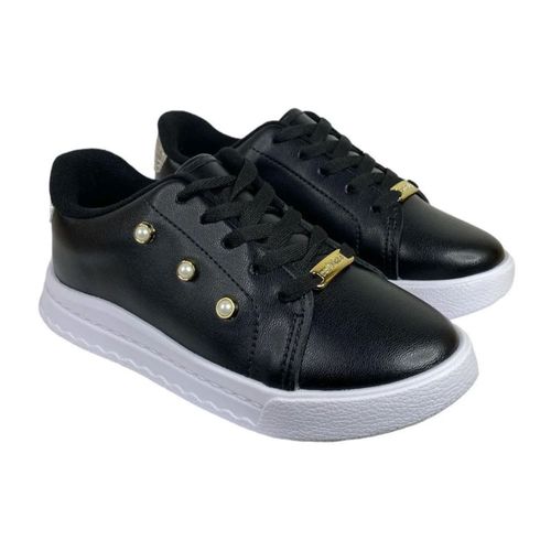 Tênis Casual Molekinha Preto e Dourado Juvenil Feminino
