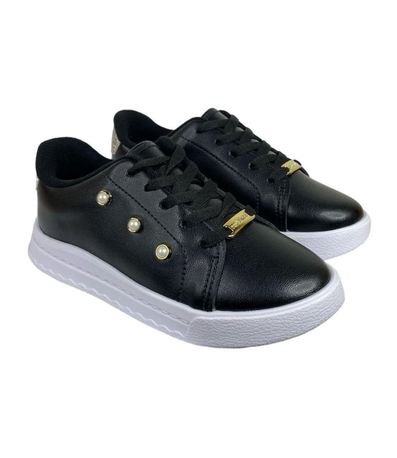 Tênis Casual Molekinha Preto e Dourado Juvenil Feminino