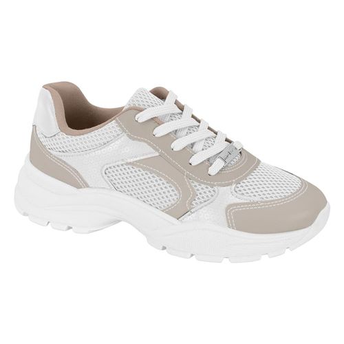 Tênis Casual Vintage Moleca Branco e Cinza Feminino