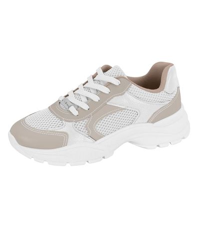 Tênis Casual Vintage Moleca Branco e Cinza Feminino