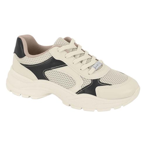 Tênis Casual Vintage Moleca Off White e Preto Feminino