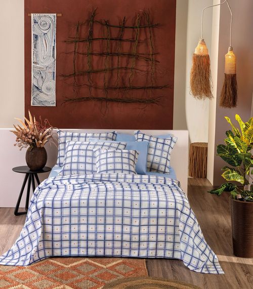 Jogo De Cama Ternura Queen 4 Peças Teka Azul
