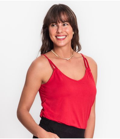 Blusa De Alça Semi Acabada Malha Delicate Rovitex Vermelho