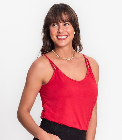 Blusa De Alça Semi Acabada Malha Delicate Rovitex Vermelho