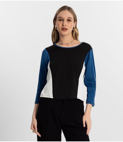 Blusa Manga 7/8 Rovitex Azul