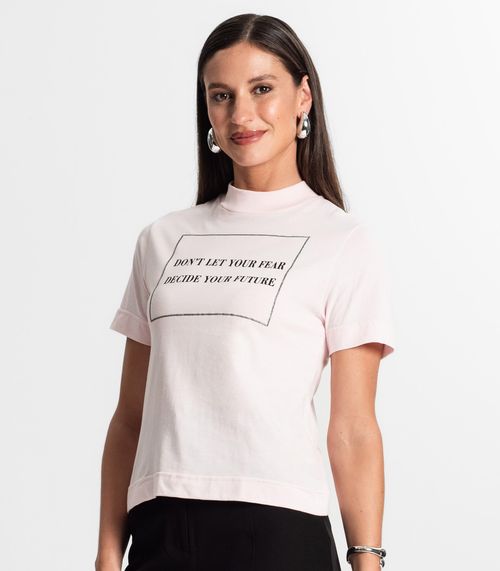 Camiseta Feminina Gola Alta Rovitex Rosa