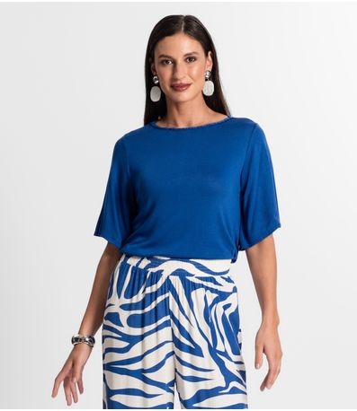 Blusa Feminina Manga Curta Rovitex Azul