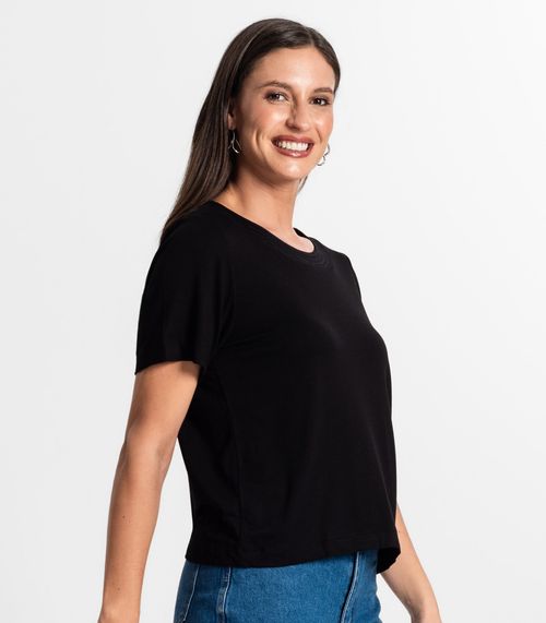 Blusa Feminina Manfa Curta Rovitex Preto