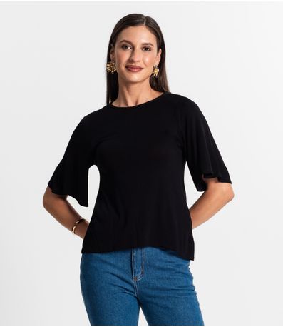 Blusa Feminina Manga Curta Rovitex Preto