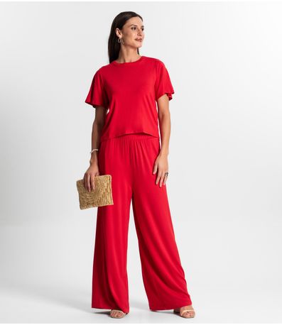 Calça Feminina Em Molecotton Rovitex Vermelho