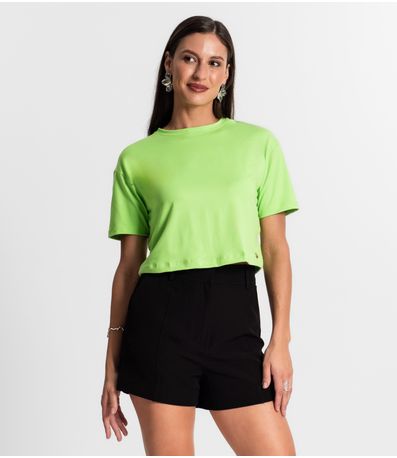 Blusa Cropped Manga Curta Rovitex Verde
