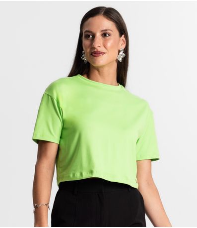 Blusa Cropped Manga Curta Rovitex Verde