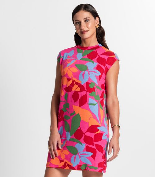 Vestido Curto Estampado Rovitex Rosa