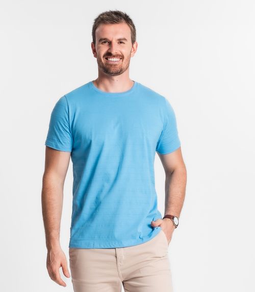 Camiseta Masculina Meia Malha Maquinetada Diametro Azul