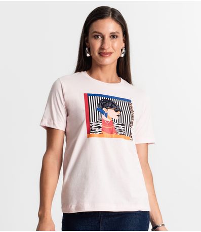 Camiseta Feminina Em Meia Malha Rovitex Rosa
