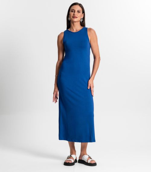 Vestido Midi Em Molecotton Rovitex Azul