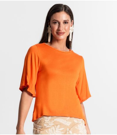 Blusa Feminina Manga Curta Rovitex Laranja
