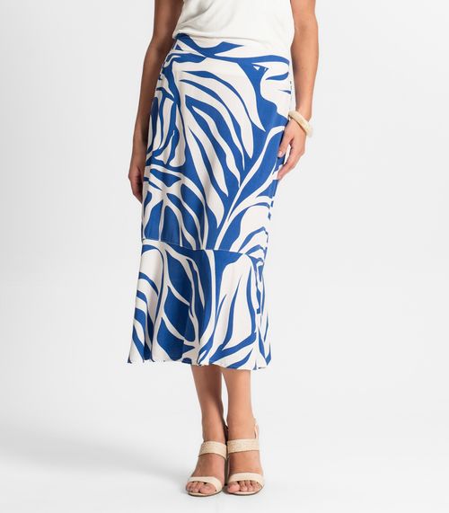 Saia Midi Estampada Rovitex Azul