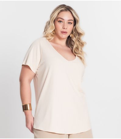 Blusa Feminina Plus Size da Infinita Cor Bege