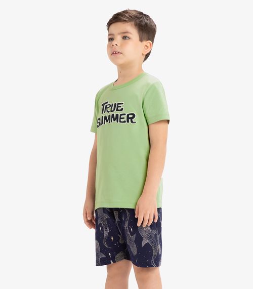 Conjunto Infantil Camiseta Com Bermuda Rovi Kids Verde