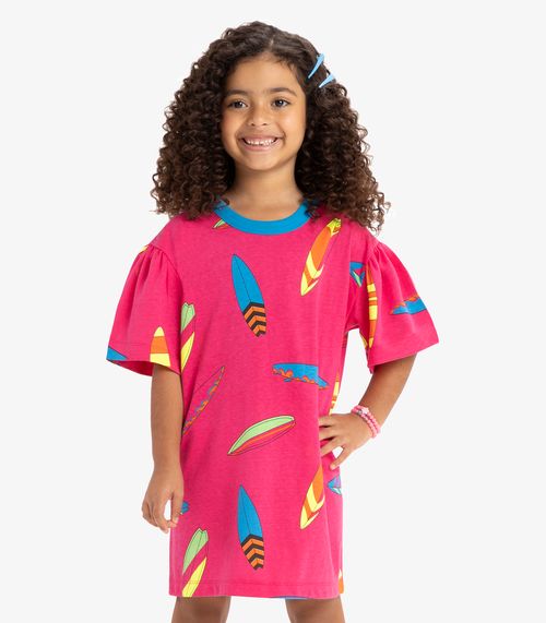 Vestido Infantil Estampado Rovi Kids Rosa