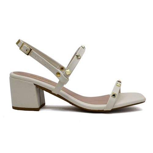 Sandália Salto Akazzo Off White Feminina