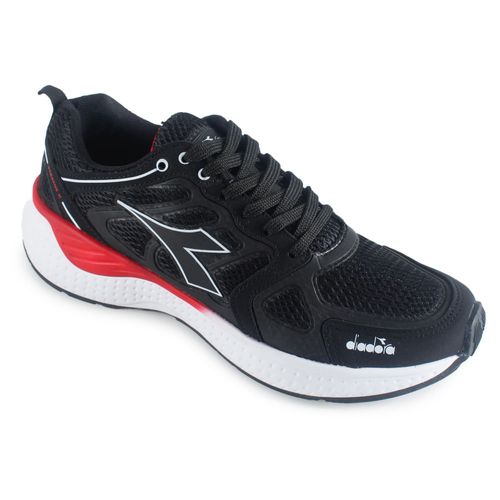 Tênis Esportivo Stratus II Preto e Vermelho Diadora Unissex