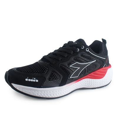 Tênis Esportivo Stratus II Preto e Vermelho Diadora Unissex