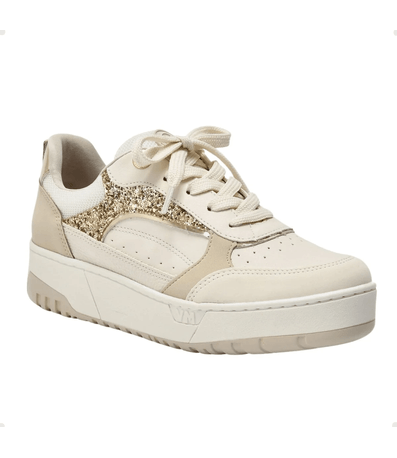 Tênis Feminino Casual Brilho Via Marte Bege