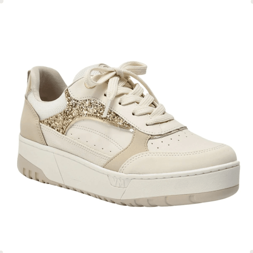 Tênis Feminino Casual Brilho Via Marte Bege
