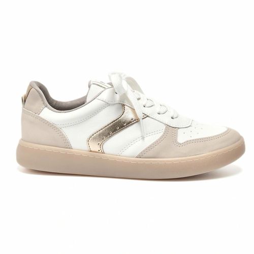 Tênis Feminino Casual Faixa Via Marte Banco Off Dourado