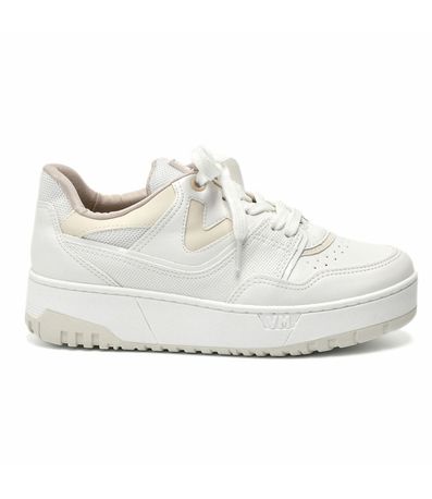 Tênis Feminino Casual Recortes Logo Via Marte Branco