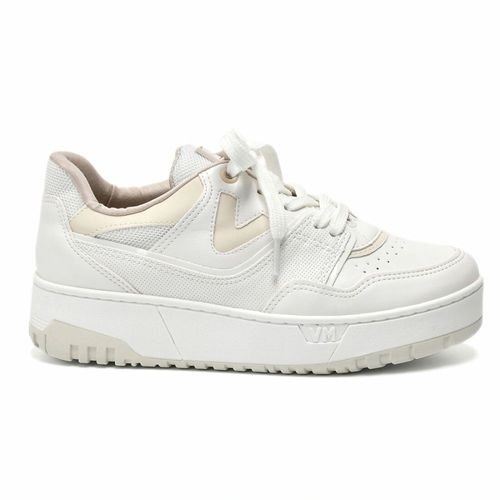 Tênis Feminino Casual Recortes Logo Via Marte Branco