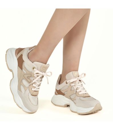 Tênis Feminino Casual Robusto Via Marte Nude Branco