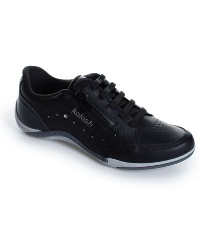 Tênis Feminino Detalhes Ziper Verniz Kolosh Preto