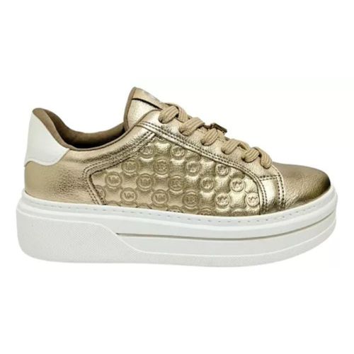 Tênis Feminino Metalizado Logo Cadarço Via Marte Dourado