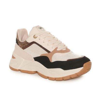 Tênis Feminino Robusto Texturas Via Marte Branco Preto
