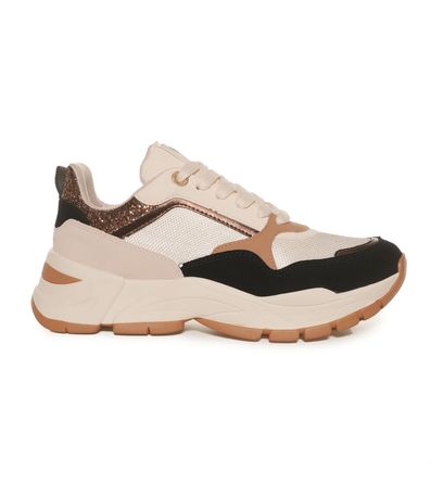 Tênis Feminino Robusto Texturas Via Marte Branco Preto