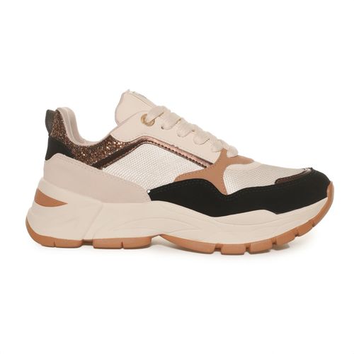 Tênis Feminino Robusto Texturas Via Marte Branco Preto