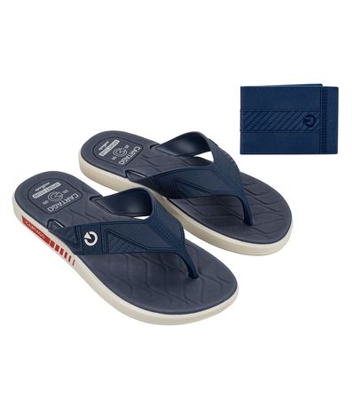Chinelo Dedo Cartago Casablanca Bege e Azul Masculino