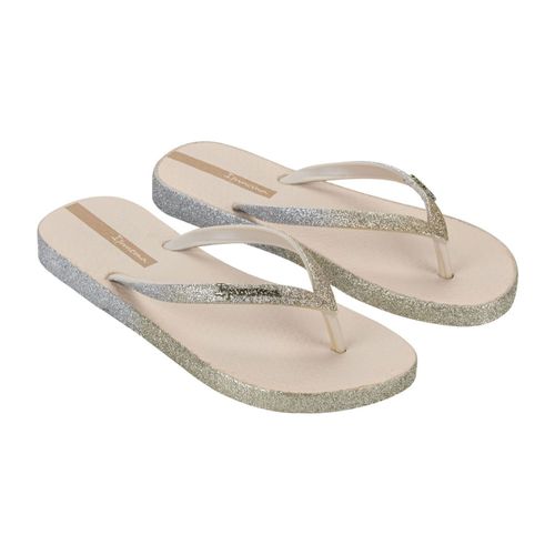 Chinelo Dedo Ipanema Bege e Glitter Feminino