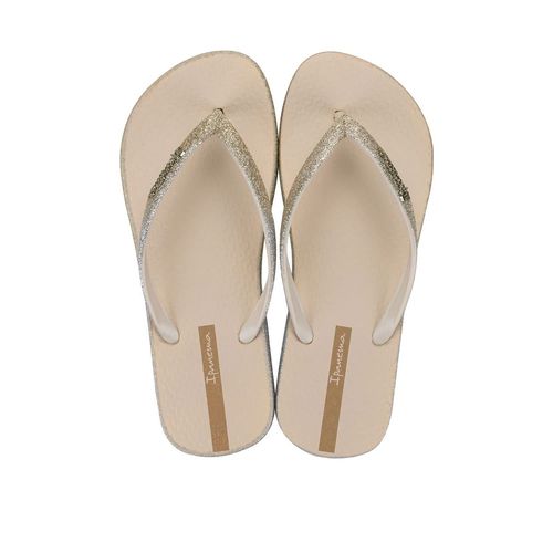 Chinelo Dedo Ipanema Bege e Glitter Feminino