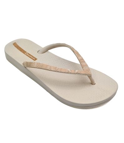 Chinelo Dedo Ipanema Bege e Ouro Feminino
