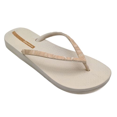 Chinelo Dedo Ipanema Bege e Ouro Feminino