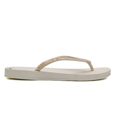 Chinelo Dedo Ipanema Bege e Ouro Feminino