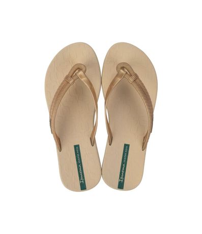 Chinelo Dedo Ipanema Bege e Verde Feminino