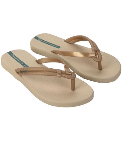 Chinelo Dedo Ipanema Bege e Verde Feminino