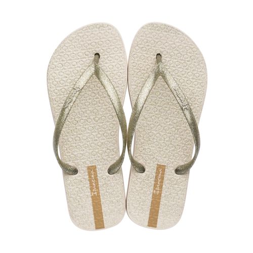 Chinelo Dedo Ipanema Glitter Bege e Ouro Feminino